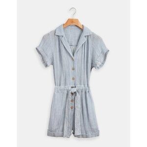 Faherty Blue Striped Romper